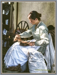 Girl Carding Wool